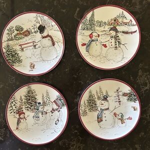 William Sonoma snowman salad plates